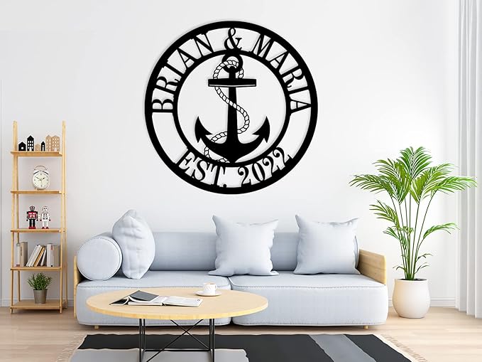 Personalized Nautical Decor, Custom Metal Sign, Anchor Family Name Sign,Nautical Wall Decor, Anchor Custom Name and Date Metal Sign