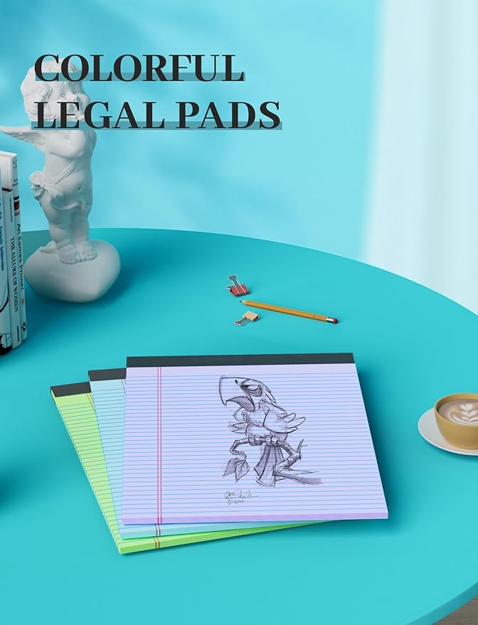 Aidunmis Colored Legal Pads, 3 Pack Writing Pads 8.5 x 11, Note Pads 8.5 x 11 College Ruled, Easy Tear-Off, Note Pads Lined Paper Pads 8-1/2 x 11 Notebook Paper for Office Supplies, 30 Sheets/Pad