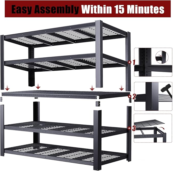 ZEUKMXOO Heavy Duty Garage Shelving,5-Tier Storage Shelves(84" Hx24 Dx55 W),3050LBS Capacity Industrial Shelving Units and Storage,Adjustable Shelving Unit for Garage,Warehouse,Basement