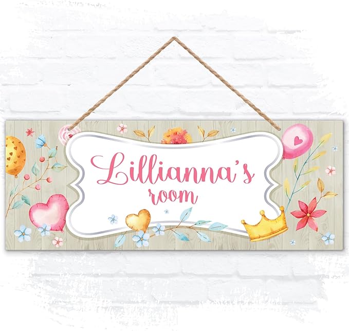 Custom Girl/Boy Name Sign Personalized Children Room Decor For Kids Bedroom, Wall, Christmas And Castle Tent Sign 5x13 Inches, ACM, Made in USA