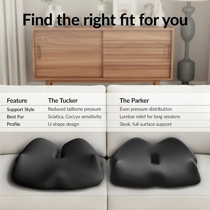 Everlasting Comfort Doctor Recommended Memory Foam Seat Cushion for Office Chairs & Car - Ergonomic Office Desk Accessories - Cushions for Tailbone Pain Relief, Sciatica & Back Support Pillow