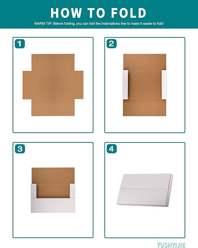 YUSHYIJIE 9x6x1.3 inch Small Shipping Boxes, Multi-Depth Flat Cardboard Boxes with Fragile Stickers for DVD Shipping, Packing, Moving, Storage, Brown, 25 Pack