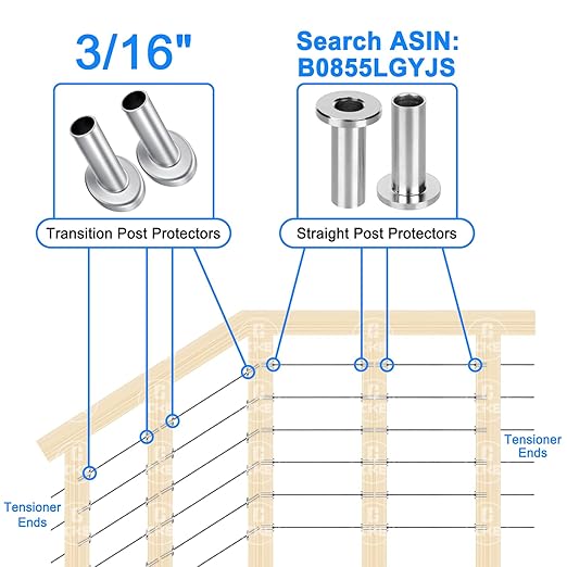 [Patent]CKE 40 PCS 30 Degree Angle Cable Railing Corner Protector Sleeve for 5/32", 3/16" Wire Rope Deck Cable Railing, T316 Marine Grade Stainless Steel Beveled Protective Sleeves for Wood Post, CR30