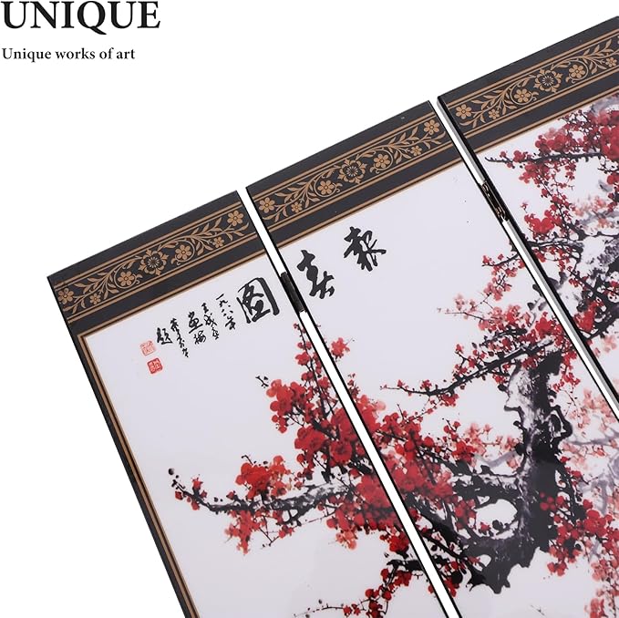 LUOZZY Chinese Style Mini Screen Ornaments Desktop Wooden Panel Divider Creative Folding Small Screen Props for DIY Crafts Home Office Tabletop Decor