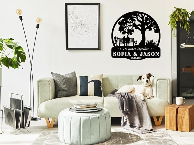 efcustomgifts Personalized Infinity Heart Steel Wall Decor - Wedding Gifts for Couple - 10 Year - Custom Metal Signs