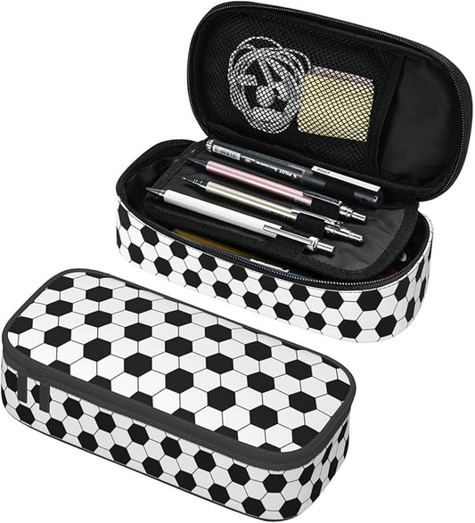 Soccer Texture Pencil Case Big Capacity Storage Pencil Pouch Stationery Bags With Zipper Portable Pen Holder Box Organizer For Boys Girls Teens Student College School Office Supplies
