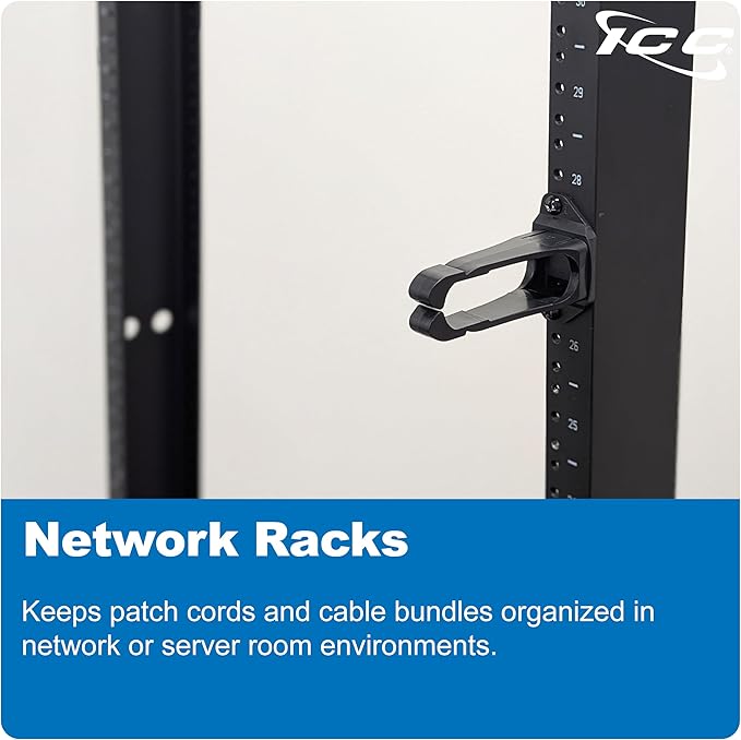 ICC 1.25” Plastic Cable Management Ring, Horizontal, Rack or Wall Mount, Pack of 1 – Cable Organizer for Structured Wiring and Equipment Racks