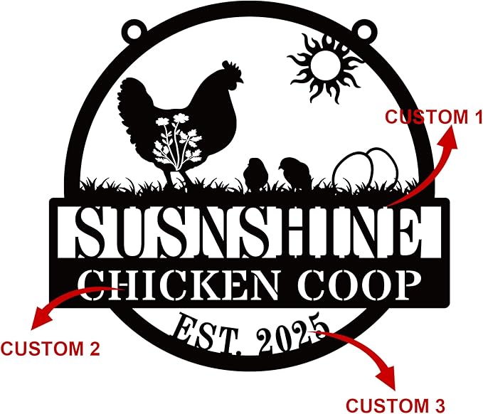 Personalized Chicken Coop Metal Signs Custom Chicken Coop Decor Chicken Coop Accessories Chicken Signs for Coop Funny Outdoor Personalized Fluffy Butt Hut Chicken Sign Gift for Chicken Lovers