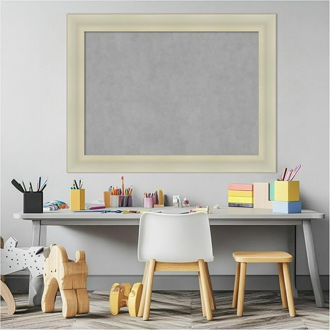 Amanti Art Silver Framed Magnetic Board 25x33 Medium Vision Board for use with Magnets, 100% Metal Sheet to Display Items as Office Decor or for Home Organization in mudroom, Kitchen or Kids Room