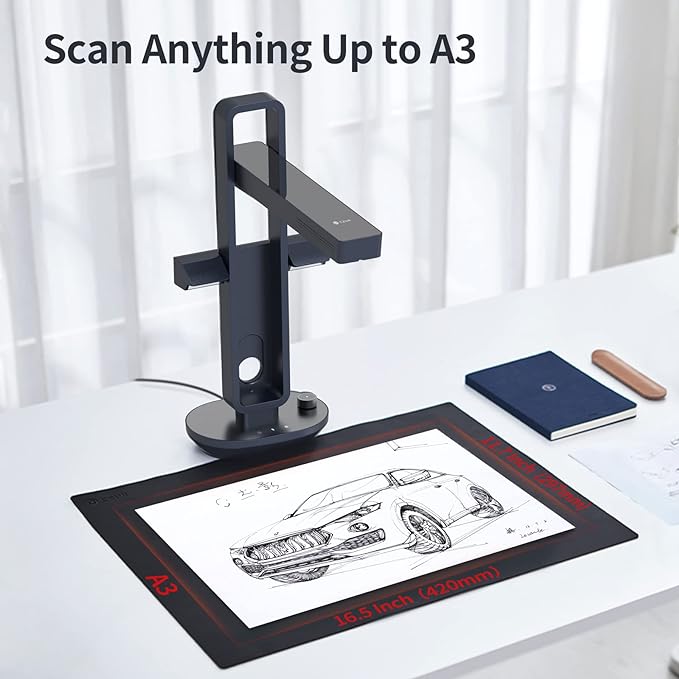 CZUR Aura Pro Book & Document Scanner,Capture A3 & A4, Auto-Flatten & Deskew Powered by AI Technology, Foldable & Portable, Compatible with Windows & Mac OS