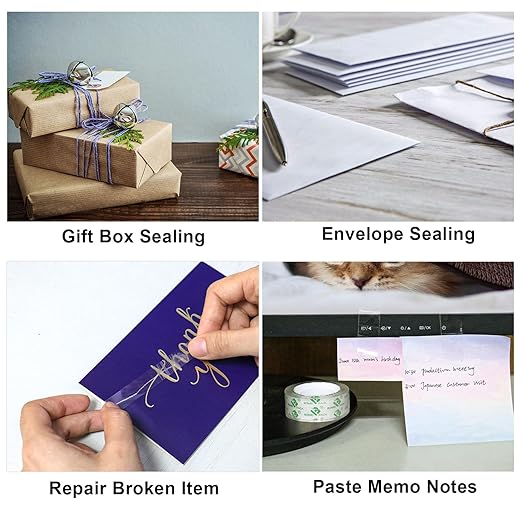 BOMEI PACK 48 Rolls Crystal Clear Transparent Tape, Stationery Tape Refills Rolls for Dispenser, 3/4 in x 1000 in,1 inch Core, Gift Wrapping Tape for Office, School and Home