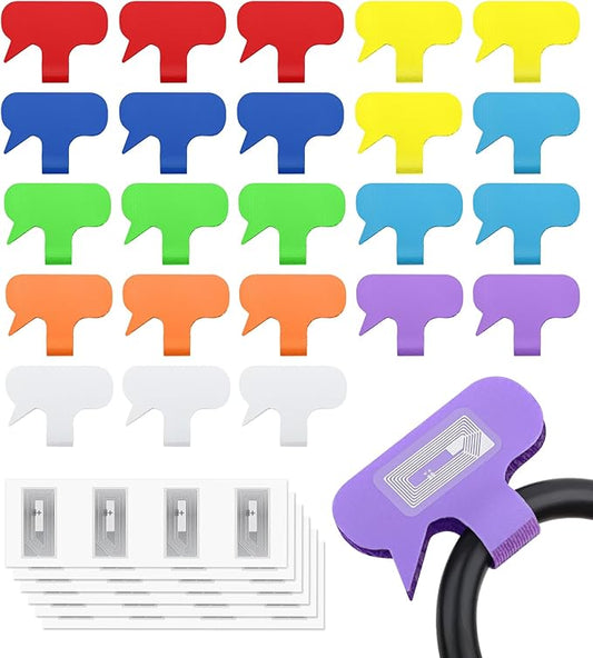 SummerBrite 24-Pack Smart NFC Cable Labels with Blank Stickers, Programmable Reusable Wire Tags for Electronics, Cord ID & Cable Management for Automation, IT Server - Oval