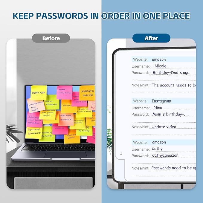 Password Keeper Book with Alphabetical Tabs，4.3"x5.7" Small Password Books for Seniors Password Notebook for Internet Website Address Log in Detail (Black)
