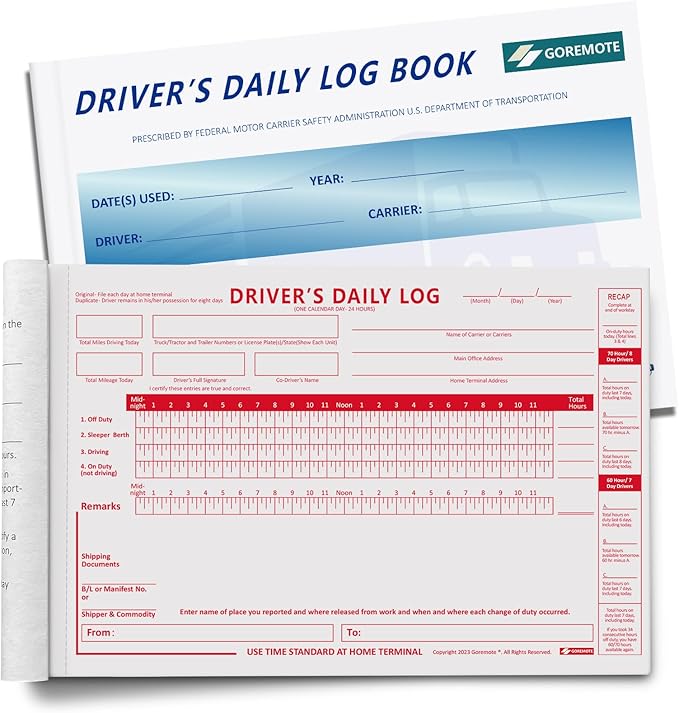 Daily Log Books for Truck Drivers with 7 & 8 Day Recap, 1 Pack 35 Sets of Forms, 2-Ply Carbonless, 8.5" x 5.5" Paper Logs for Truckers, Meet FMCSA Requirements