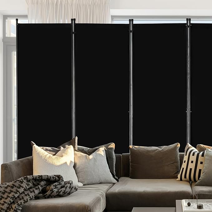 VEVOR Room Divider, 6 Panel Room Divider, Folding Privacy Screen and Portable Partition Divider for Room Separation, Freestanding Room Partitions for Office, Bedroom, Study, Black