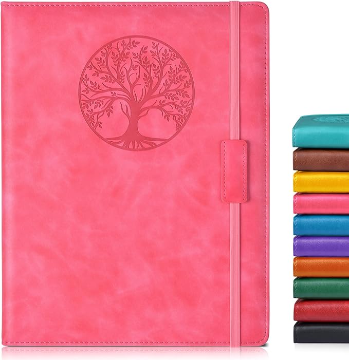 Biuwory Lined Journal Notebook for Women Men,256 Pages A4 Large Hardcover Leather Journals for Writing,Travel,Business,Work,School,College Ruled Notebooks for Note Taking, Diary Notepad 8.6"×11"