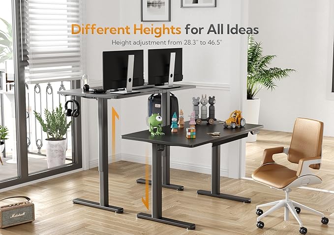 Claiks Standing Desk with Drawers, Electric Standing Desk Adjustable Height, Sit Stand Desk Computer Workstation, 40 Inch, Black