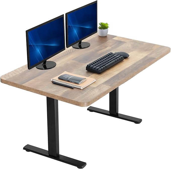 VIVO Electric 43 x 24 in Standing Desk, Memory Height Adjustment, 1B Series, Holds 220 lbs, One-Piece Reclaimed Wood Top, Black Frame, DESK-KIT-1B4P