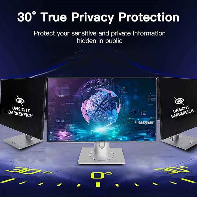 22 Inch Magnetic Hanging Computer Privacy Screen for 16:10 Widescreen Monitor, Removable Privacy Screen Anti Glare Blue Light Computer Screen Privacy Shield, Anti-Scratch 22 in Protector Film