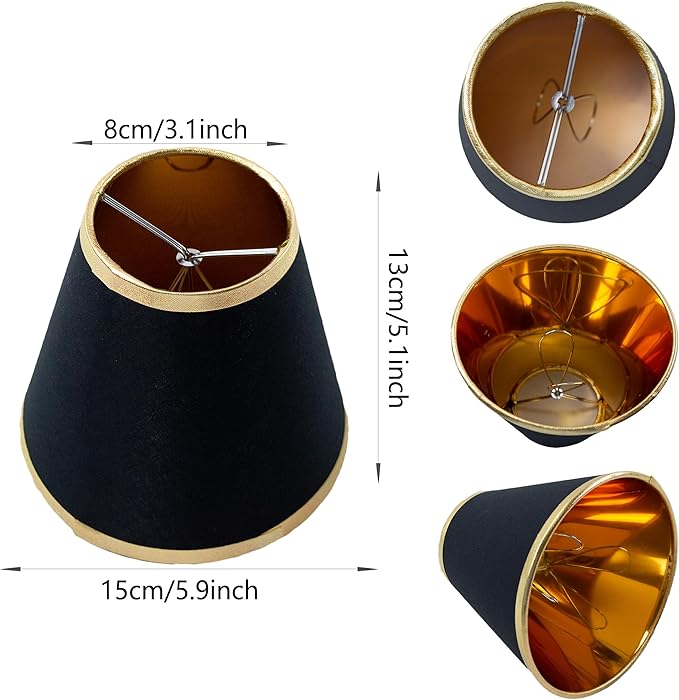 TAaMTYH small lamp shade chandelier shades set of 3，Fabric Lampshade for Wall Lamp，chandelier shades，small table lamps，For Cutting Edge bulbs, Clip-on Fitter Lampshade，3" X 6" X 5"