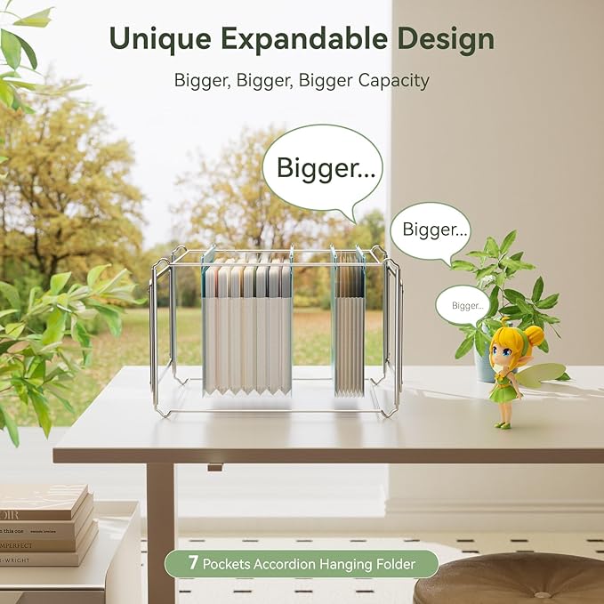 EcoStash Wheat Straw Expanding Hanging File Folders, 3 Color File Organizer, 1.2" Accordion Pockets, Large Capacity, Letter Size for Filing Cabinet, 100% BPA Free, Return to Nature, Healthy Living