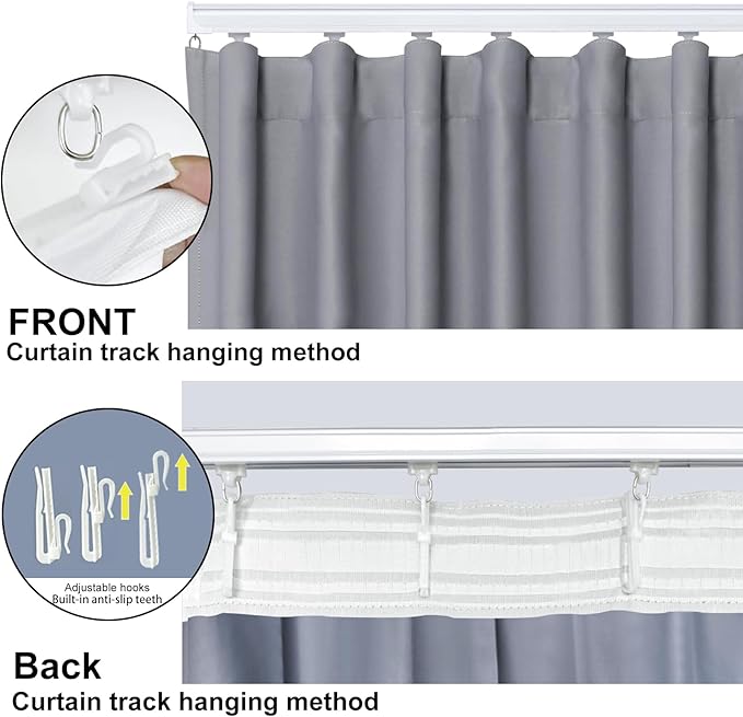 Cbsroro Room Divider Blackout Curtain Track Curtains Wall Dividers Panels Screen for Living Rooms Bedroom Office Privacy Partition Separation, W120 × L120 Inch,1 Panel, Light Grey