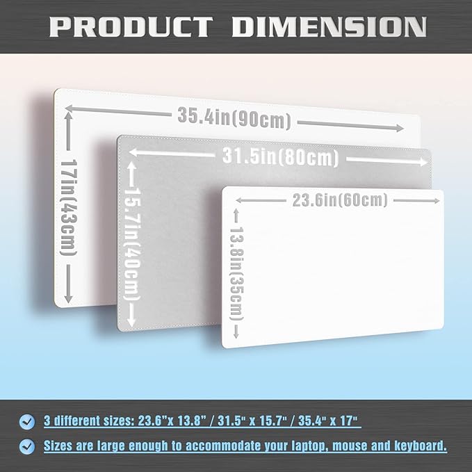 K KNODEL Desk Mat, Blotter, Dual-Sided Office Desk Pad, Waterproof Desk Mat for Desktop, Desk Blotters, PVC Leather Pad Protector (White, 23.6" x 13.8")