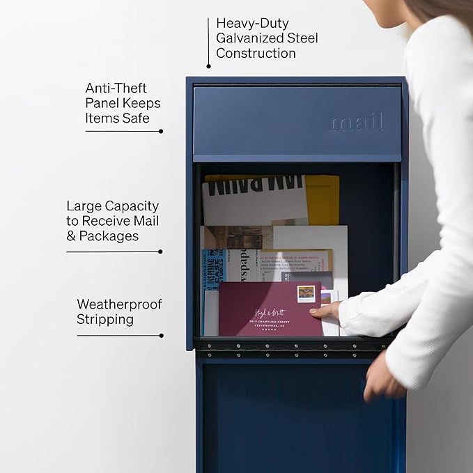 Wall Mount Mailbox - Large, Anti-Theft Locking Mailbox, Weatherproof Mailboxes for Outside The House, 18.5" H x 15" L x 7.5" D - Red