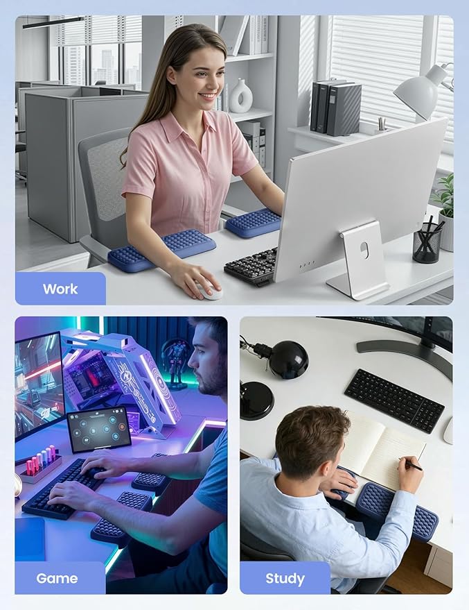 Vaydeer 2Pcs Elbow Pad for Desk, L-Shaped Arm Rest Desk Edge Cushion, Ergonomic Memory Foam Elbow Rest, Wrist Rest Support Keyboard Mouse Padding for Palm Hand Office Computer Home Gaming Accessories