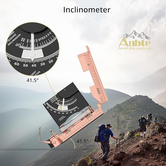 Anbte Compass Hiking Survival, IP65 Waterproof Metal Compass with Sighting Clinometer and Carry Bag, Multifunctional, Professional, for Camping Hunting Hiking Navigation