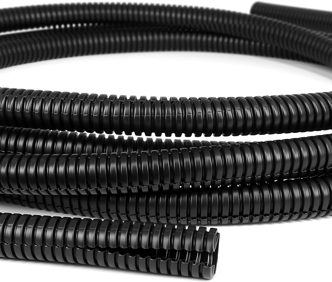 Split Wire Loom Tubing, 10,25ft Cord Protectors from Pets No Chew, Flexible Wire Covers Cord Protectors, Protective Split Cable Sleeve for Automotive Home Industrial Wires(Black, 1.12inch-25ft)