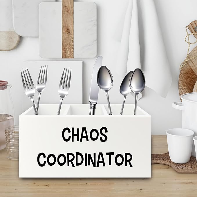 XPH Chaos Coordinator Pen Pencil Holder Organizer for Desk, Thank You Gifts for Women Men Coworkers Boss Leader Manager, Appreciation Gifts Wooden Box Sign for Home Office Desk Tabletop Decorations