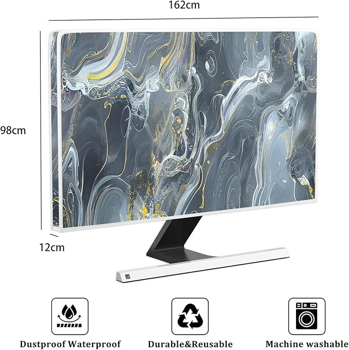 Baocicco Gray Gold Marble Waterproof 70 Inch TV Dust Cover Anti-Static Dustproof Protective Aesthetic Texture Screen TV Covers Full Body Cover for Television Screen Desktop PC LED LCD OLED