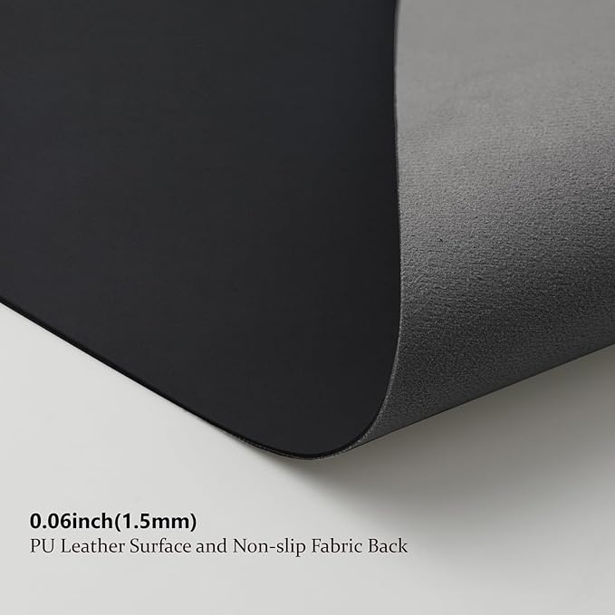 Leather Desk Mat - Non-Slip PU Desk Pad for Office Home - Organization Accessory - Ideal for Large Mouse Pads (Black,31.5"x 15.7")
