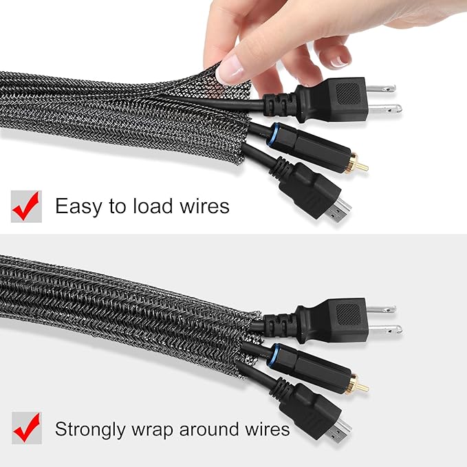 Moxita 25ft - 1 inch Cable Protector Sleeve Split Wire Loom Tubing for Power, Audio, USB, Cord Management for TV, Computer, Protection from Pets Chewing, Black