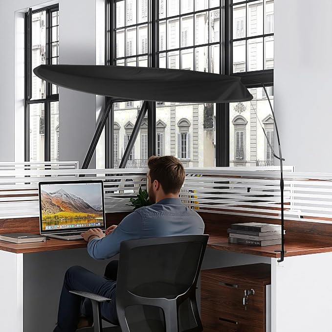 Adjustable Office Cubicle & Desk Shade – 43" Extra-Large Oval Design for Wider Coverage, Blocks Light and Distractions, Creates a Private and Comfortable Workspace