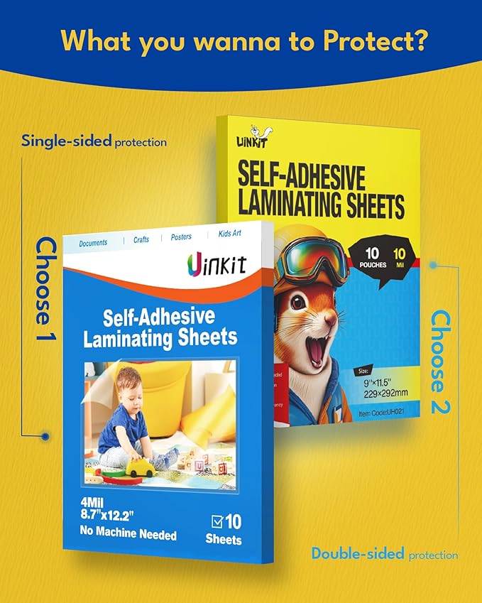 Uinkit 10Mil Self-Sealing Laminating Pouches Business Card Size, for 2.6x3.9" Cards, Ultimate Solution for Restaurant IDs, School Badges, Event Credentials - No Laminator (110-Pack Bulk)