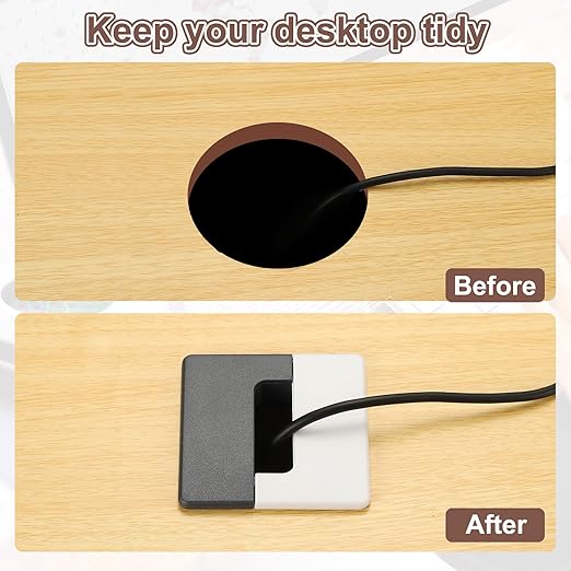 PATIKIL 2.8inch Desk Grommet, 6Pcs Cable Grommet Wire Management Cable Hole Cover Cord Organizer for Office Home Table Countertop, Black