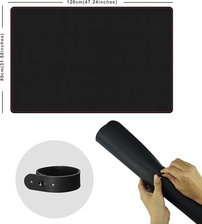 ZORESYN Leather Desk pad (47.24" x 31.50") - pu Leather Desk mat with Suede Base - Large Gaming Mouse pad Waterproof Table Mat Desktop Writing Pad Mouse Mat (Black)