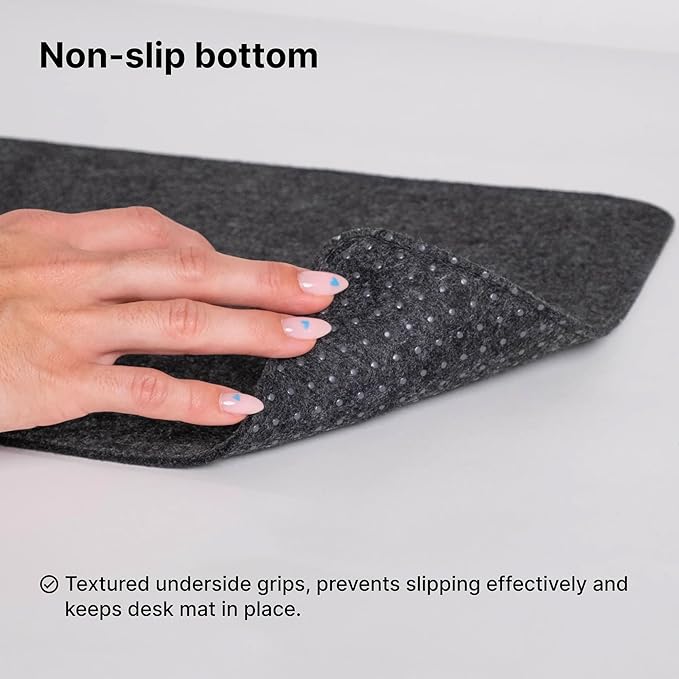 DELTAHUB - Minimalistic Felt Desk Protective Pad, Anti-Fray, Anti-Slip, Easy to Clean, Easy Glide, Long Lasting, Sleek Design, Comfortable, Resistant, Desk Mat, PC, Mac, Laptop - Small (11x25inch)