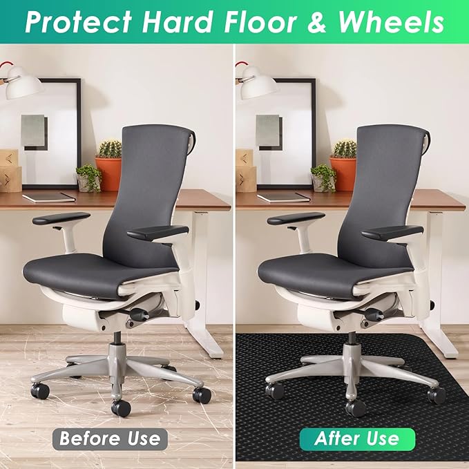 Vicwe Gaming Chair Mat for Hard Floor,46" x 60" Computer Chair Mat for Tile Floor,Anti-Slip Hard Floor Protector Rolling Chair for Office Home