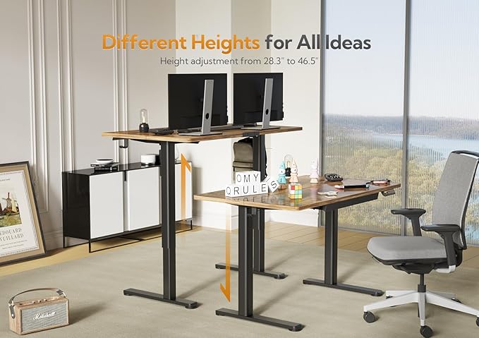 Claiks Standing Desk with Drawers, Electric Standing Desk Adjustable Height, Stand Up Desk Computer Workstation, 40 Inch, Rustic Brown