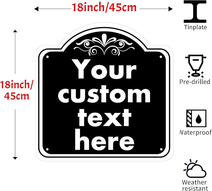 Custom Sign, Custom Indoor/Outdoor Decorative Sign，Aluminum Weatherproof Metal Sign Multiple Sizes, Customize for Office, Business, Workplace, office, Home, Delivery Signs