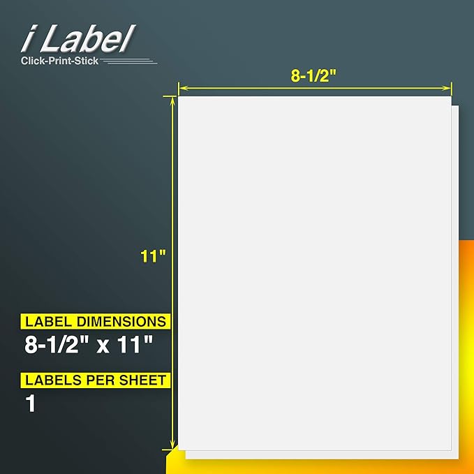 8.5" x 11" Full Sheet Label Sticker Paper for Laser & Inkjet Printers[200 Sheets,200 Labels]