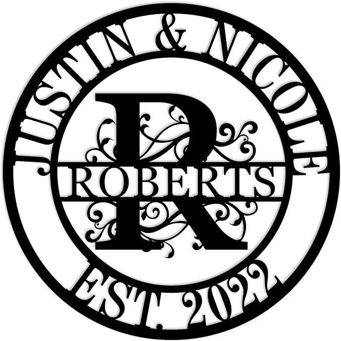 Wedding Gifts for Couples 2024 Last Name Signs for Home Personalized Metal Signs Monogram Wall Decor Personalized Family Name Sign Anniversary Wedding Gift