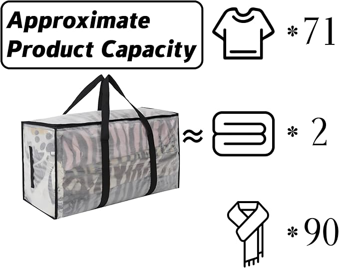 PWRSC Heavy Duty 93L (24.5 Gallon) Stackable Storage Bins with Fully Openable Lids,Moving Bags Heavy Duty, Clear Plastic Totes for Moving Storage, Home Organization, Christmas Decorations 8 pack