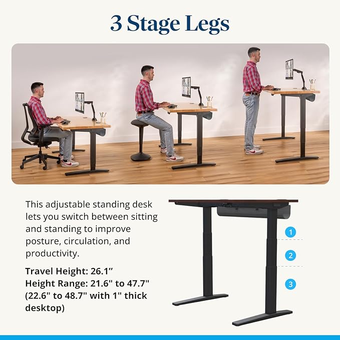UPLIFTDESK V3 2-Leg Black Laminate Wood Standing Desk – Adjustable Height, Advanced 1-Touch Memory Keypad, Under Desk Cable Management, Wire Grommets & Rocker Board (Black C-Frame, 60 x 30 inch)