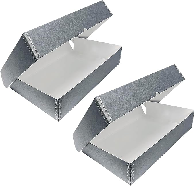 Lineco, 10x15 Clamshell Archival Folio Storage Box, 3" Deep, Acid-Free with Metal Edge Preservation Box. Preserves Picture Magazines Longevity, Organize Photos or Documents, Artwork, DIY, Pack of 2