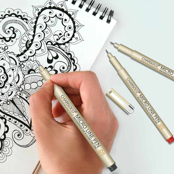 CHARSOCO 01 Micro Fine Point Pen Set - 24 Waterproof Archival Ink Colors, 0.25mm Fineliner Pens for Art Illustrations, Sketching, Anime, Manga, Technical Drawings & Scrapbooking-fan