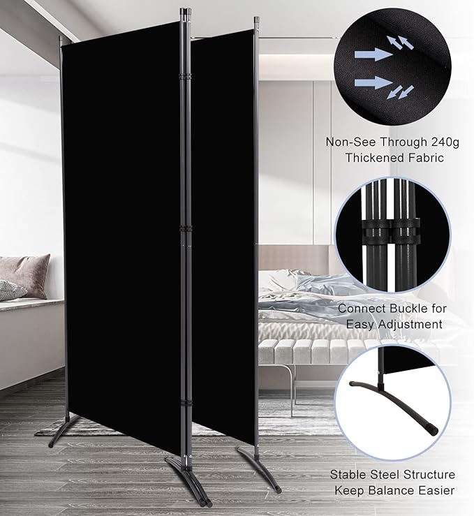 Room Divider 6FT Folding Privacy Screens, 3 Panel Partition Room Dividers w/Freestanding Design, Portable Wall Divider for Room Separtation, Fabric Screen Panel for Home Office Bedroom Dorm